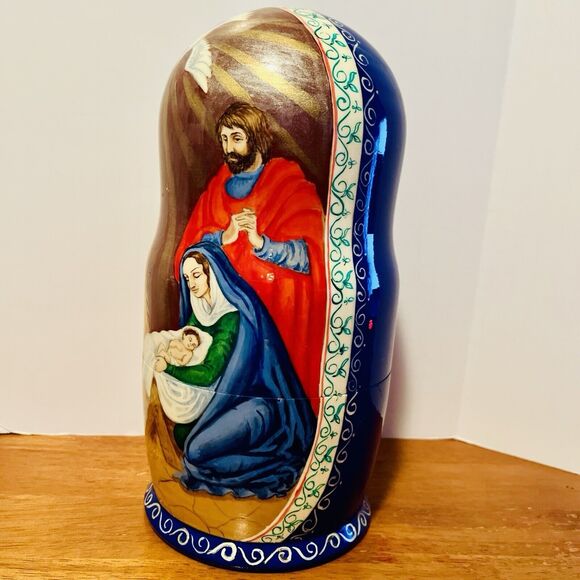 Matryoshka Nesting Dolls Life of Jesus Christ Nativity 10 Pcs Russian Signed VTG - Picture 4 of 14